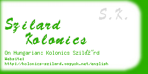 szilard kolonics business card